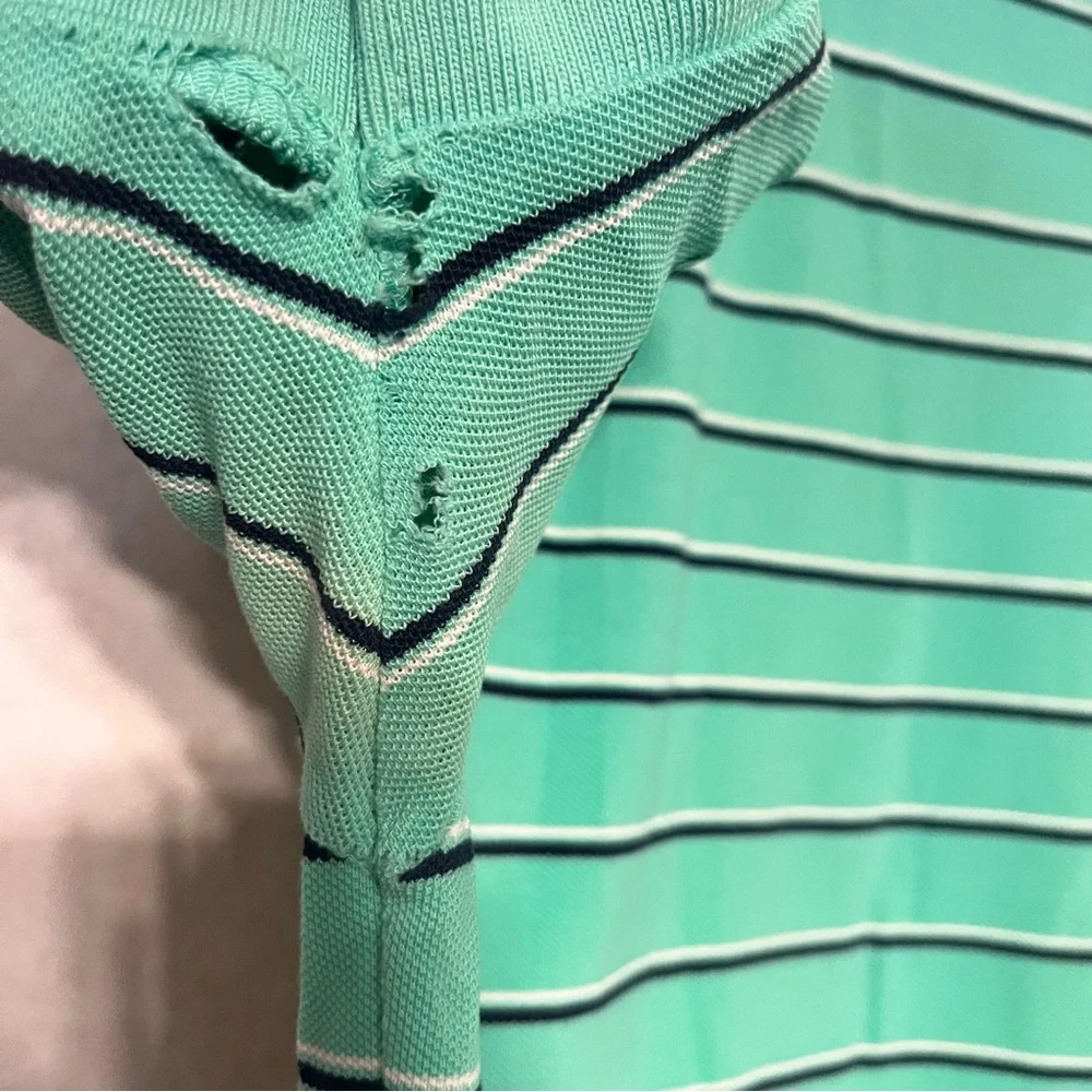 Ralph Lauren Men's Polo Shirt in‎ Green and White Stripes